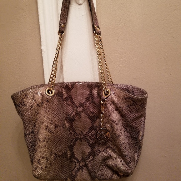 Michael Kors Python Embossed Tote Bag - Picture 2 of 8